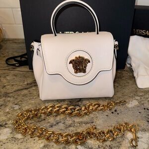 Versace Cream Handbag with Gold Chain